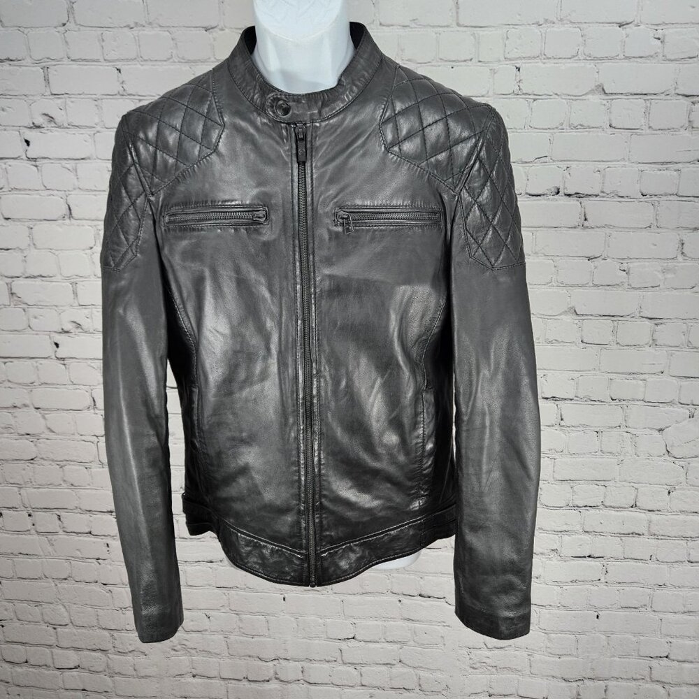 Goosecraft Black Genuine Leather Jacket 982 Simpson Jr Quilted Moto Cotton Lined